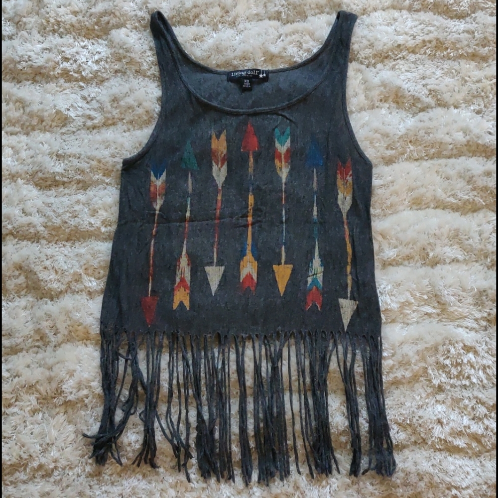 EUC Boho fringe tank top